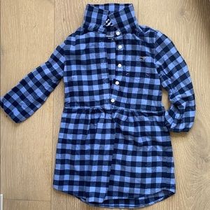 Blue Check Button Up Shirt Dress